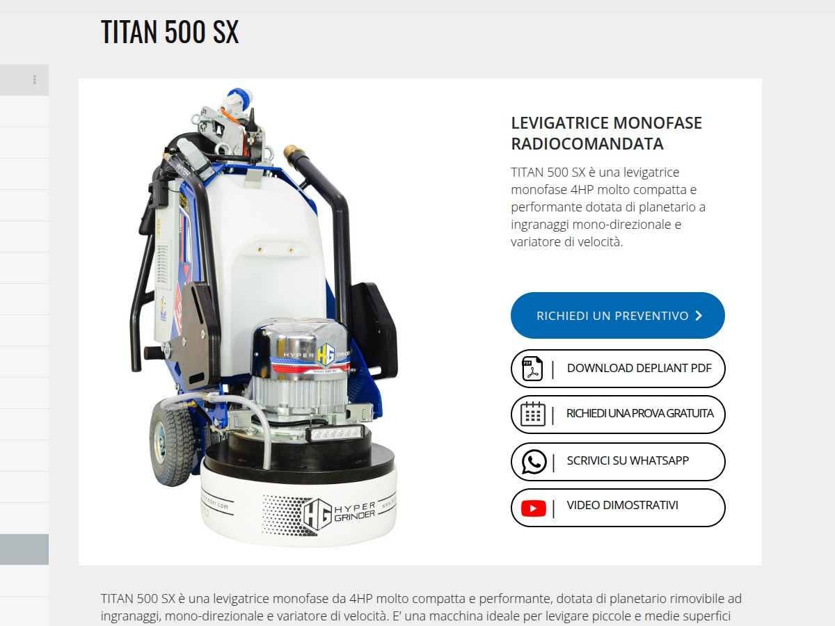Levigatrice per pavimenti professionale Hyper Grinder TITAN SX: potenza precisione e radiocomando